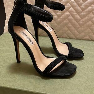Black suede Steve Madden opene toe heels size 5.5